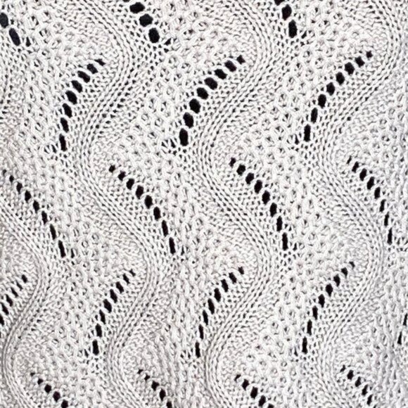 Croft & Barrow Beige Crochet Sweater Womens Size M Crew Neck Short Sleeve Ribbed - Picture 8 of 10